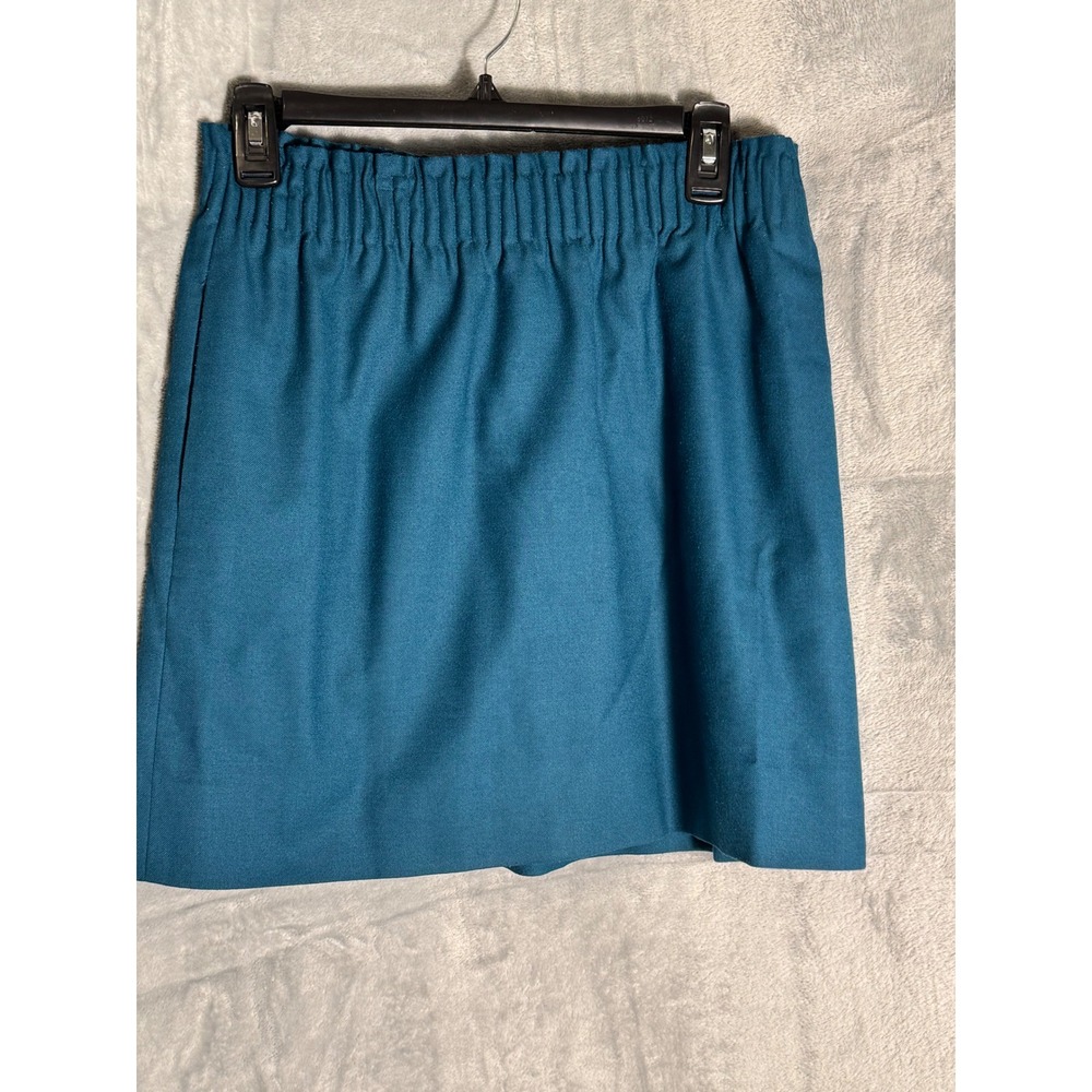 J.Crew Teal Blue Wool Blend Elastic Waist Mini Skirt with Pockets Size 6